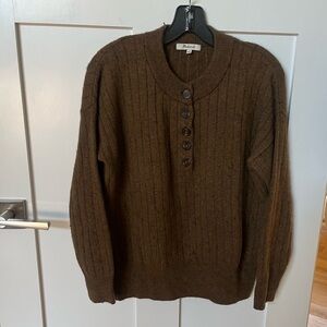 Madewell Bowden Henley Sweater in Brown. Size small